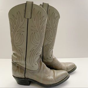 Texas Western Cowgirl Country Boho Chic Flame Stitching Grey Boots Size 7